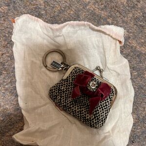 Coach Black and White Houndstooth Coin Purse - Bag Charm